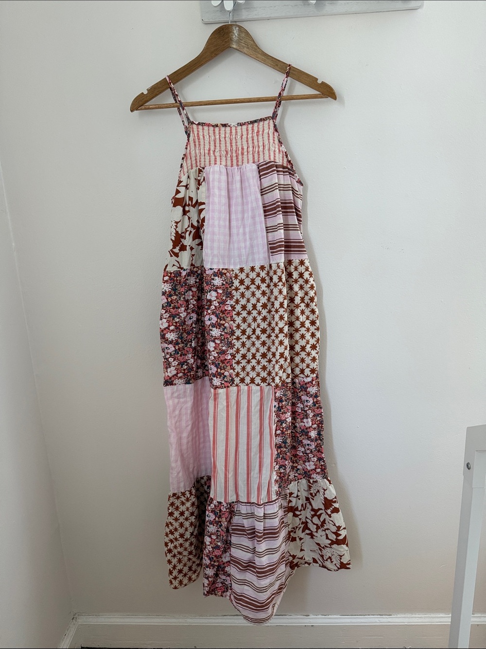 Universal Thread Patchwork Maxi Sundress in Pink and Brown size XS cottagecore